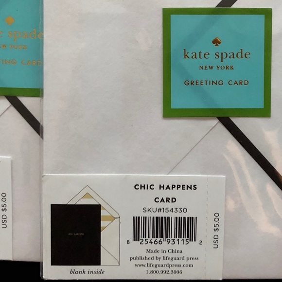 3 Kate Spade Cards, “Chic Happens,” Blank Inside - Picture 5 of 6